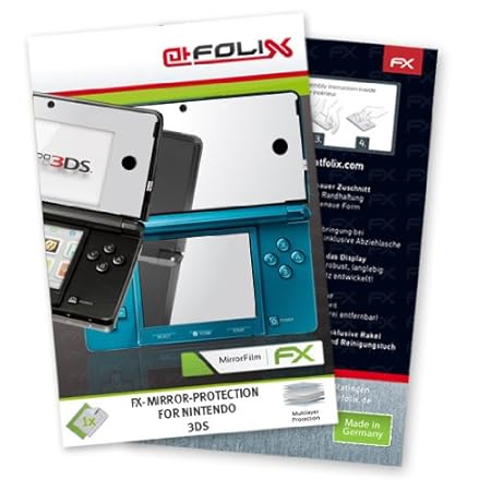 2 x atFoliX FX-Mirror Stylish screen protector for Nintendo 3DS / 3D-S 3-DS N3DS - Fully mirrored screen protection! Highest Quality - Made in Germany!