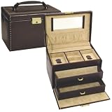 Friedrich - 702219 - Boite &agrave; bijoux Mixte - Cuir Synth&eacute;tique fa&ccedil;on Vachette vieilli - Int&eacute;rieur Camel - 21x14.5x11.5 cm