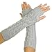 Pair Lady Braided Knitted Crochet Long Soft Arm Fingerless Winter Warmer Gloves