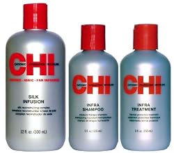 CHI&reg; Silk Infusion (12 oz.), Infra Shampoo (6 oz.) & Infra Treatment (6 oz.) Holiday Haircare Set