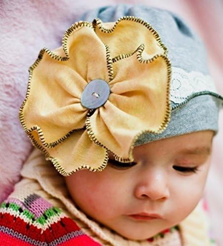 KeeCro Baby Yellow Flowers Gray Hat Infant Cap Newborn Cotton