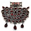 Locket Pendant with Chain Silver Garnet Jewelry