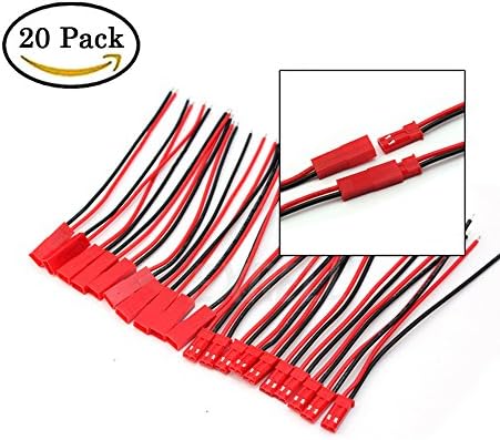 AJIBI 20 Pairs JST Connector Male Plug + Female Connect Cable Wire for RC Plane BEC LIPO Battery Li-po Part LED Connecting