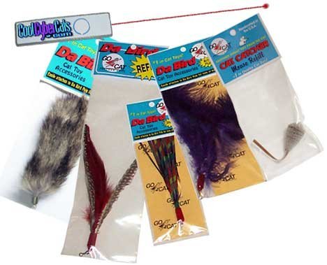 The Da Bird Ultimate Refill Pack (Includes: 1 Original Refill, 1 Kitty Puff Refill, 1 Sparkly Refill, 1 Fun Fur Refill, 1 Cat Catcher Refill & 1 Laser Pointer) for the Da Bird Cat Toy