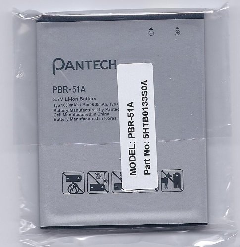 OEM Battery for the Pantech Burst P9070 (PBR-51A) 3.7V Li-ion Battery 1680mAh / Min 1650mAh (6.2Wh) / Min 6.1Wh - Non-Retail Packaging - Light Grey