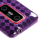 HTC EVO 3D Sprint Candy Gel Skin Case - Purple Argyle Checker