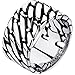 BOHG Jewelry Mens Wide 12mm Link Chain Stainless Steel Ring Vintage Biker Wedding Band Silver Black