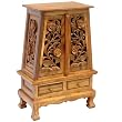 EXP Handmade Asian Furniture - 37" Vintage Roses Storage Cabinet / End Table - Natural Finish