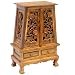 Handmade Asian Furniture - 37" Vintage Roses Storage Cabinet / End Table - Natural Finish
