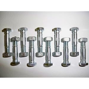 10 Pack, Shear Pins (Bolts) and Nuts, Replaces Ariens 532005, 53200500, 05907100