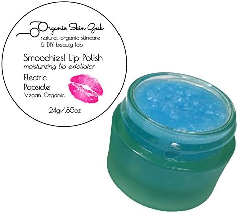 Smoochies! Lip Polish ~ Vegan Organic Moisturizing Lip Exfoliator ~ Electric Popsicle (Blue Raspberry &amp; Lemon-Lime Flavor) 24g