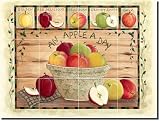 "An Apple a Day" by Donna Jensen - Ceramic Tile Mural 24" x 18" Kitchen Shower Backsplash