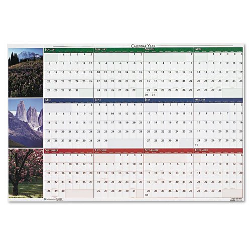 House of Doolittle Products - House of Doolittle - Earthscapes Nature Scenes Reversible/Erasable Yearly Wall Calendar, 32 x 48 - Sold As 1 Each - Full-color nature photos on vertical format side and horizontal format side. - A fresh look is like a breath of fresh air!. - Erase with damp cloth and rewrite--changing plans is that easy.