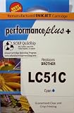 Genuine IJR Performance Plus Remanufactured Brother LC51C Cyan MFC-240C and DCP-130C in pictured blue and orange retail box.