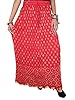 Maxi Skirt, Red Floral Printed Lace Work Women's Wear Crinkle Indian Long Skirt
