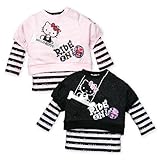 【女児ベビー】【アンサンブル】“HELLO KITTY”ドルマントレーナー×ボーダーTシャツアンサンブル (1ピンク/95cm)