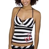 Xhilaration® Juniors Stripe Tankini Swim Top - Black/White XL