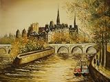 12X16 inch Cityscape Canvas Art French Paris River Seine