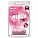 Integral USB Splash Drive,USB 2.0, 4GB, Pink,Shock and Water Resistant