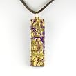 Murano Glass Pendant Jewelry - Rectangle L Gold/Brown Style2