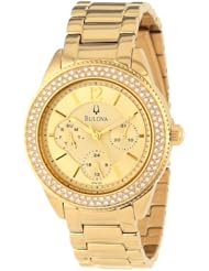 Bulova Womens 97N102 Multi-Function Crystal Bracelet Watch