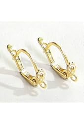 2 pcs 14k Gold on .925 Sterling Silver Leverback Daisy Flower Lever Back Ear Wire / Earring Connector / Findings / Yellow Gold