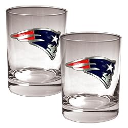 New England Patriots 2pc 14oz Rocks Glass Set - Primary logo NFL Football