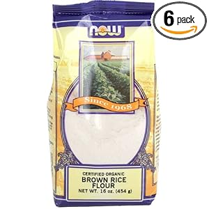 NOW Foods Organic Brown Rice Flour , 16 Ounce Bags (Pack of 6) by NOW Foods