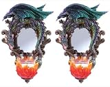 1 Pair Dragon Statue Wall Mirror Candle Holder,Figurine