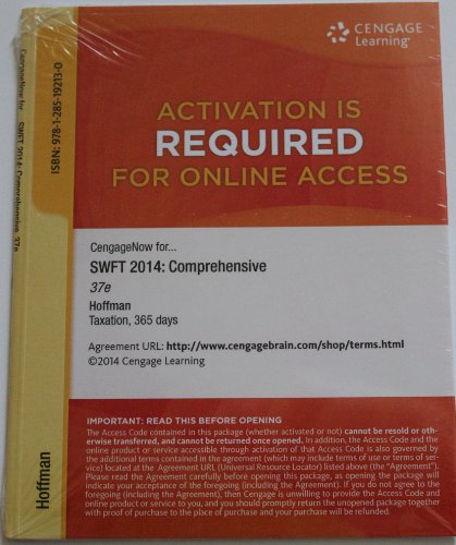 South-Western Federal Taxation 2014: Comprehensive, 37th Edition CengageNOW 2-Semester Instant Access for Hoffman/Maloney/Raabe/Young's