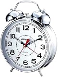 Double Bell Alarm Clock in Chrome with Large 8 Dial