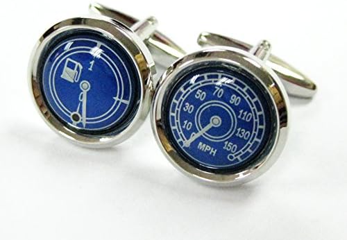 Blue Round Car Gauges Cufflinks Automotive Cuff Links Speedometer Gemelos 021022-1