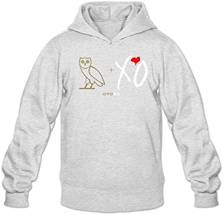 Booty48 Men's Drake OVOXO The Weekend Logo 100% Cotton Hoodie Ash