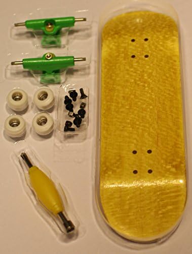 Fingerboard Bearing Wheels Wide Trucks "Legit Wood" Finger Skateboards : Extreme Shape Yellow
