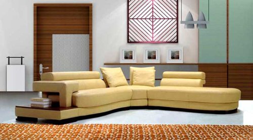 2 pcs Sectional Italian Leather Sofa Set, Item#3331-BEIGE