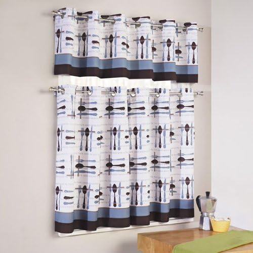 Curtain Closeout Cutlery Kitchen Curtain Grommet Tiers, 58 by 24-Inch, Taupe