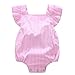 Baby Girls' Pink Striped Cotton Ruffles Romper Summer Bodysuit