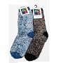 Soft and Warm Microfiber Blended Fuzzy Socks in Your Choice of Navy/White or Brown/Black by Foot Traffic