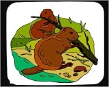 Mouse Pad with animals, wildlife, chewing, eating, beavers, bark