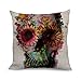 wendana Flower Decorative Skull Accent Pillows Throw Pillow Covers Zippered for Sofa 18 x 18 inches