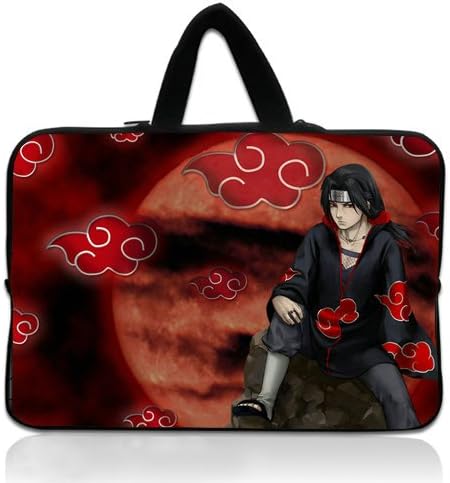HUADO New Style uchiha itachi logo akatsuki hds woz Laptop Handbag Portable Laptop Carrying Bag Twin Sides Patterns Waterproof Canvas Fabric Case for 11 11.6 Inch Laptop