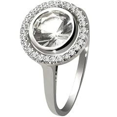 Goldmaid Damen-Ring 585 Wei�gold 28 Diamanten 1 Weisstopaz 0,15ct Gr. 54. Pa R2064WG54
