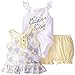 Calvin Klein Baby-Girls Newborn Printed Top with Bodysuit and Yellow Shorts