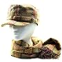 0826CD Nutmeg Yellow Mixed Colors Plaid Conductor Military Cadet Hat and Super Soft Scarf Matching Winter Set For Women , Medium to Large One size. FREE SHIPPING