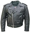 Men's Black Genuine FULL GRAIN BUFFALO Leather Motorcycle Biker Jacket Sizes 28-66