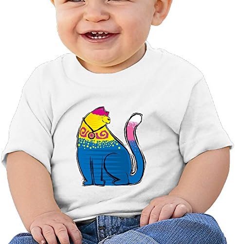 GYWEVD 6-24 Month Unisex Baby Infant Fat Cat Cute Short-sleeve Tee White