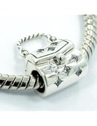 .925 Sterling Silver " Real Functioning Handbag Cubic Zirconia " Charm Bead Compatible with Pandora Chamilia Kay Troll Bracelet