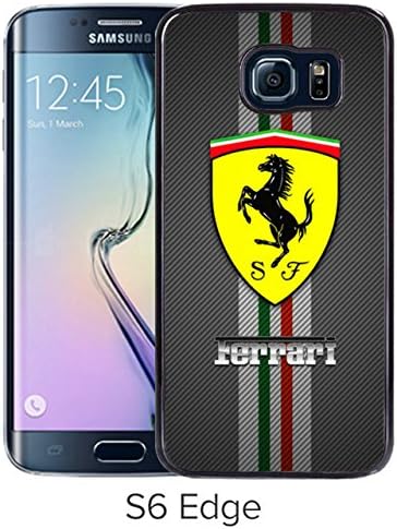 Durable and Fashionable Case Design with Ferrari logo Samsung Galaxy S6 Edge Black Phone Case