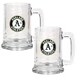 Oakland Athletics 2pc 15oz Glass Tankard Set- Primary Logo MLB Baseball