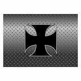 Glasses Cleaning Cloth Large Sized 2-Sided of Iron Cross with Diamond Plate